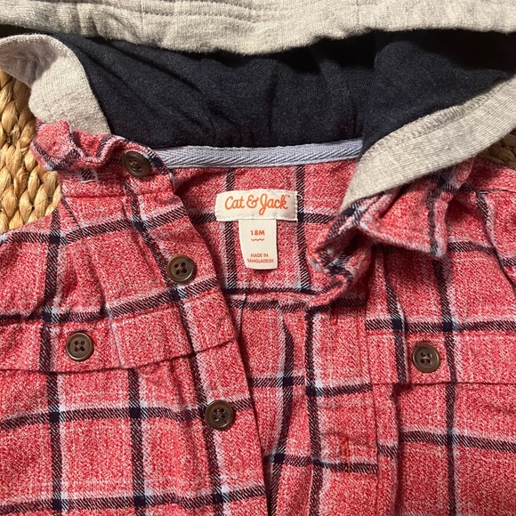 Cat & Jack Hooded Button Down Shirt - Picture 2 of 4